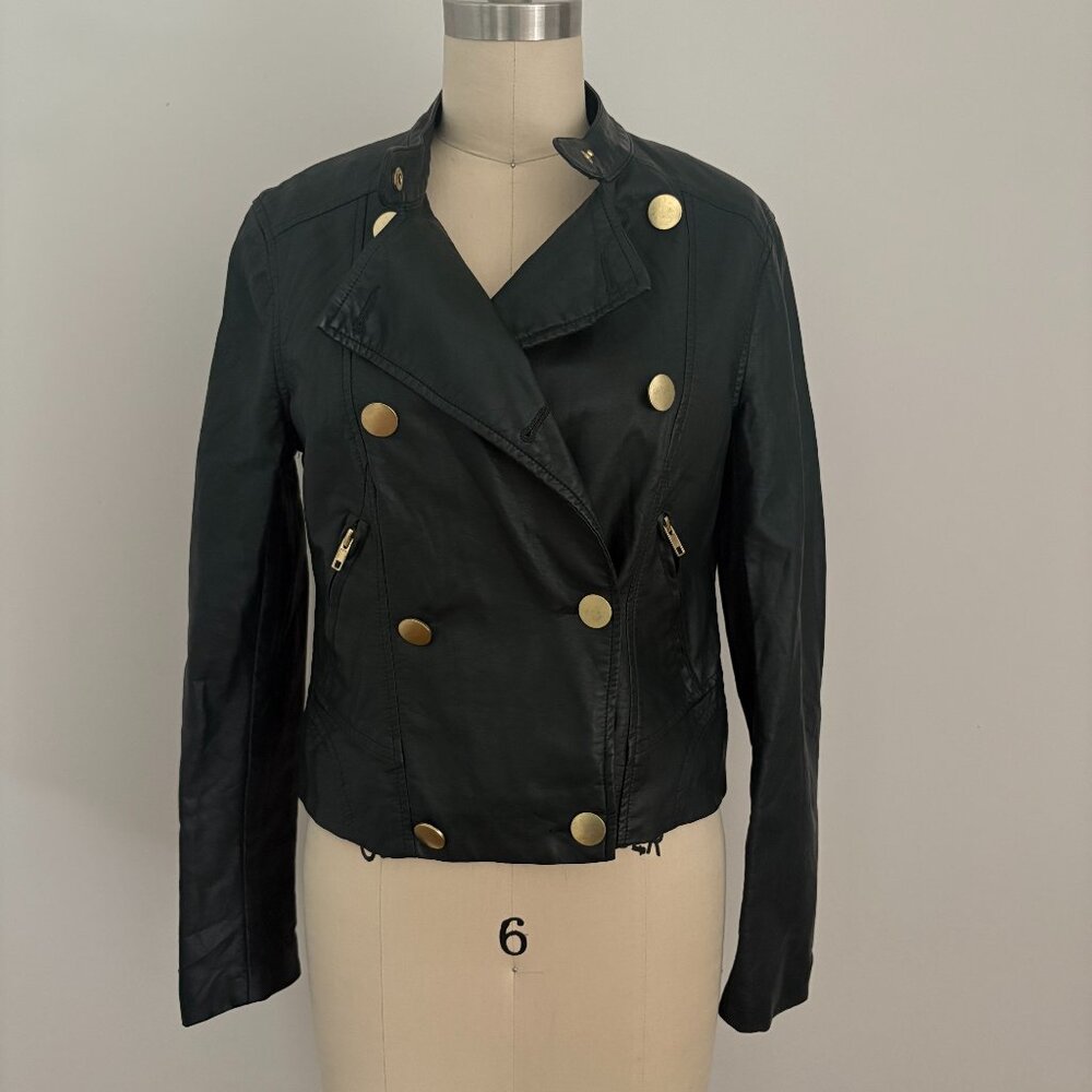 Joe Fresh Faux Leather Cropped Jacket Downtown Edgy Biker core Streetwear S/P